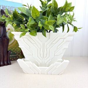 Futuristic Geometric Planter Pot, Uplink Planter, Circuit Board Design, Indoor